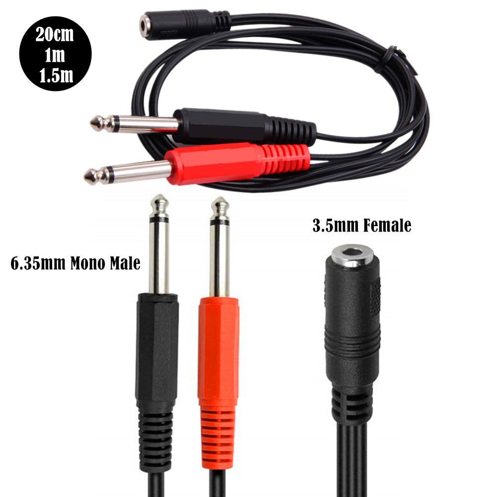 Cable Extension 3.5 - 6.35 Mm Male To 2 6.35