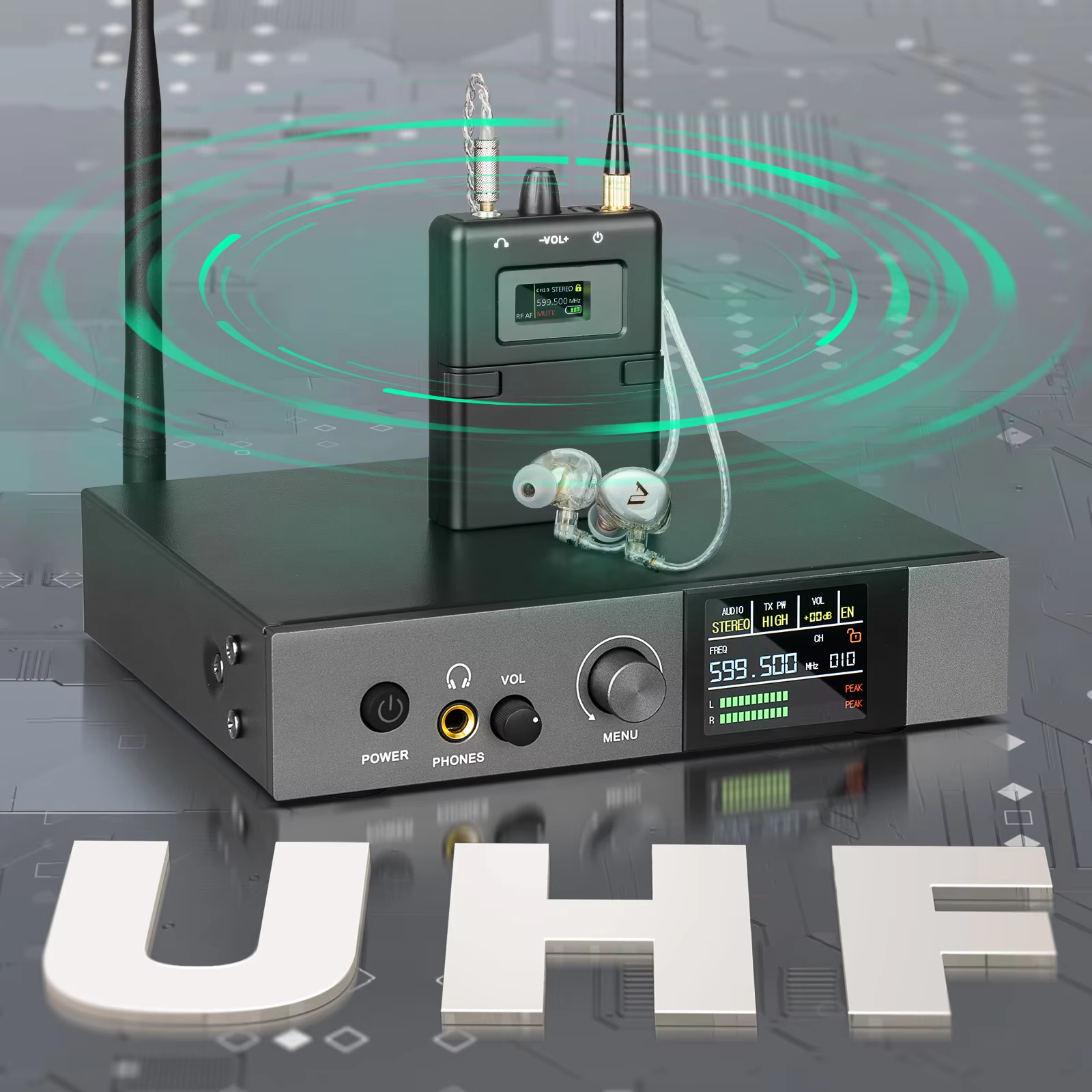 In Ear Monitor Iem - 590-599mhz stereo IEM UHF Stage DJ