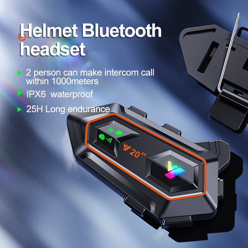 Bluetooth Headset On Ear - Y20 2X Motorcycle Helmet Intercom Headset