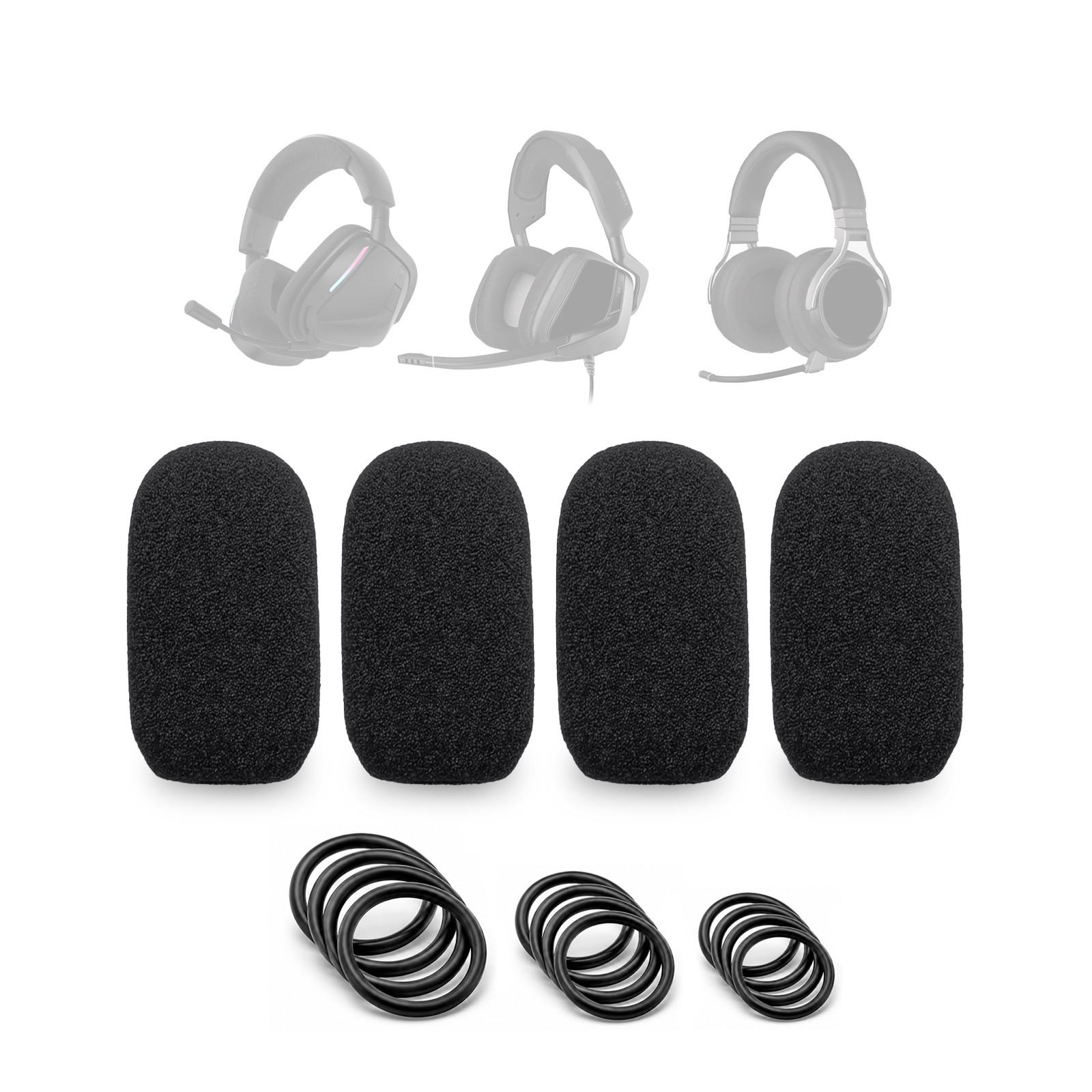 Gaming Headset Rgb - 4 Mic Foam Covers+12 O-Rings For