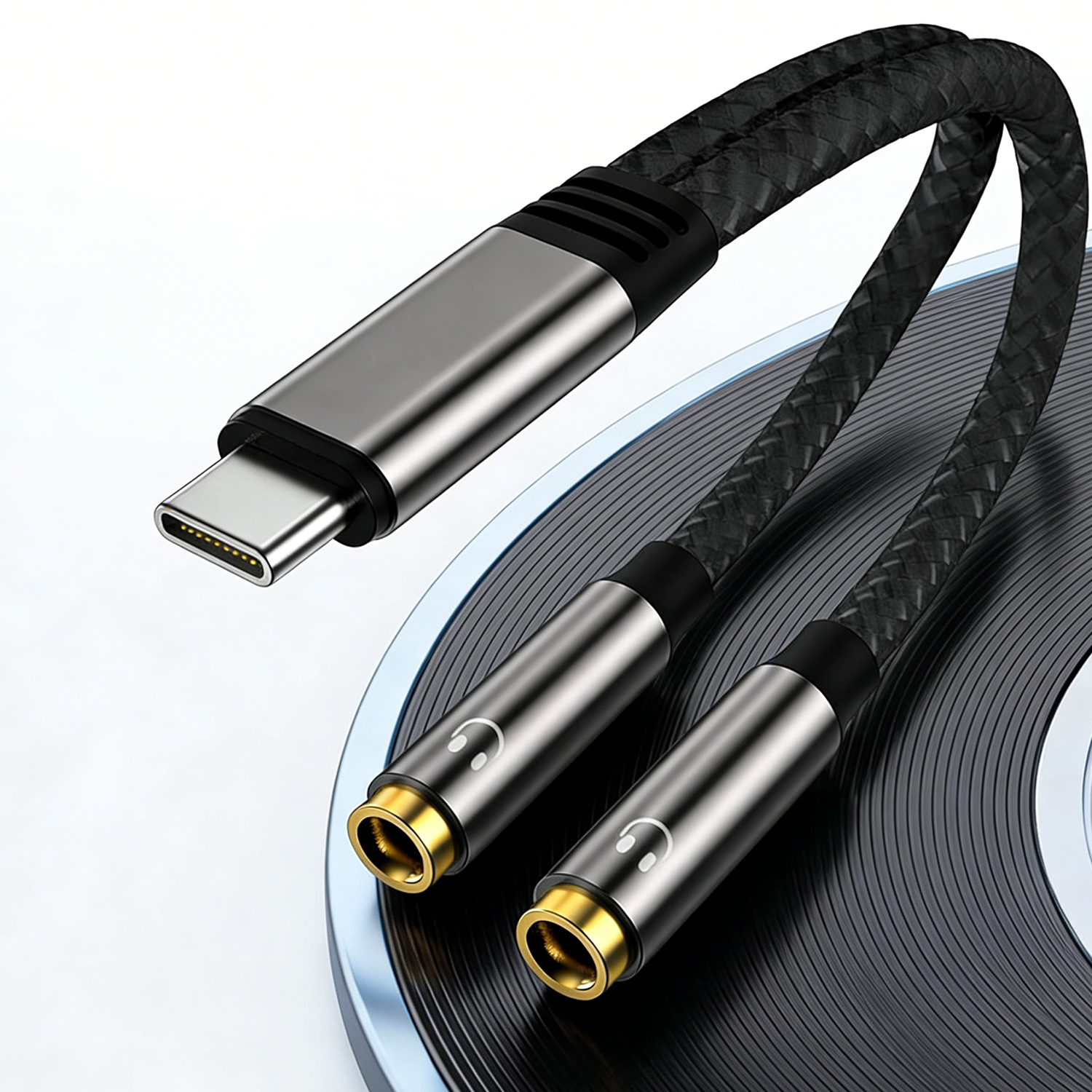 Earphone Splitter Jack - USB C To Dual 3.5mm Female