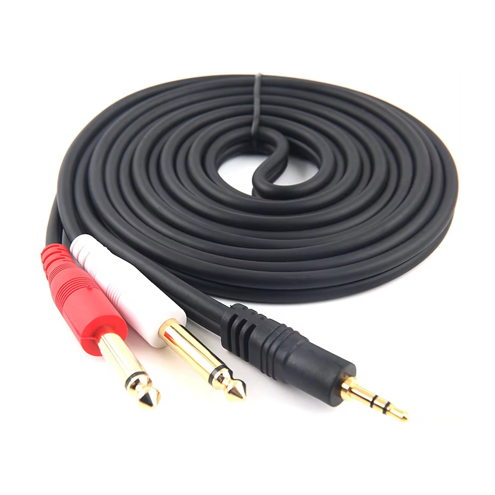 Audio Splitter Y - 3.5mm TRS to Dual 6.35mm TS