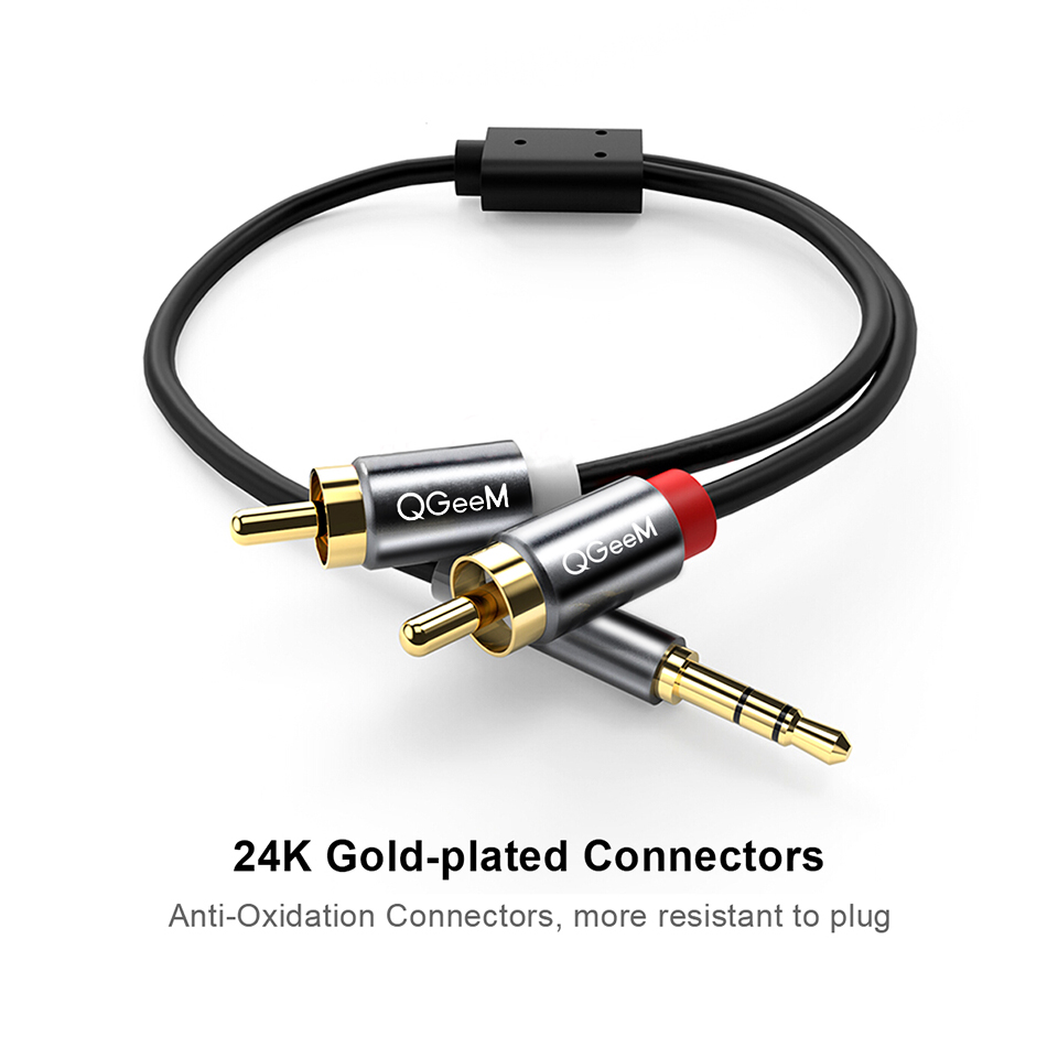 QGeeM RCA Cable 2RCA to 3.5 Au - Cable Extension 3.5 recension och pris
