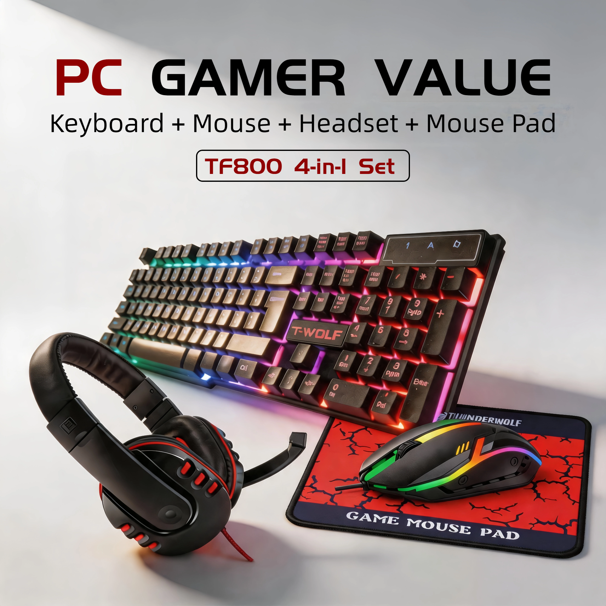 4 in 1 Gaming Combo Set Rainbo - Gaming Headset Rgb recension och pris