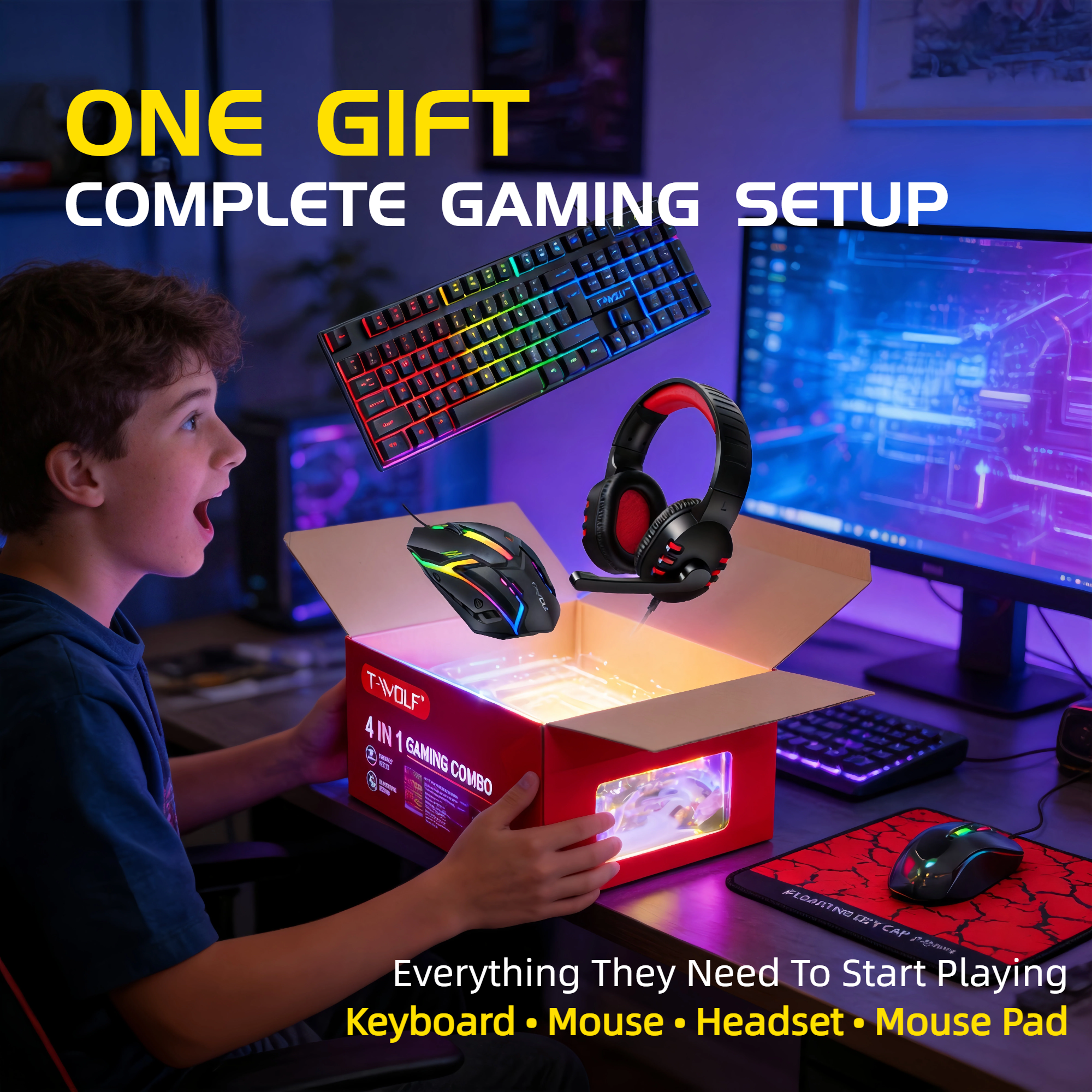 4 in 1 Gaming Combo Set Rainbo - Gaming Headset Rgb recension och pris