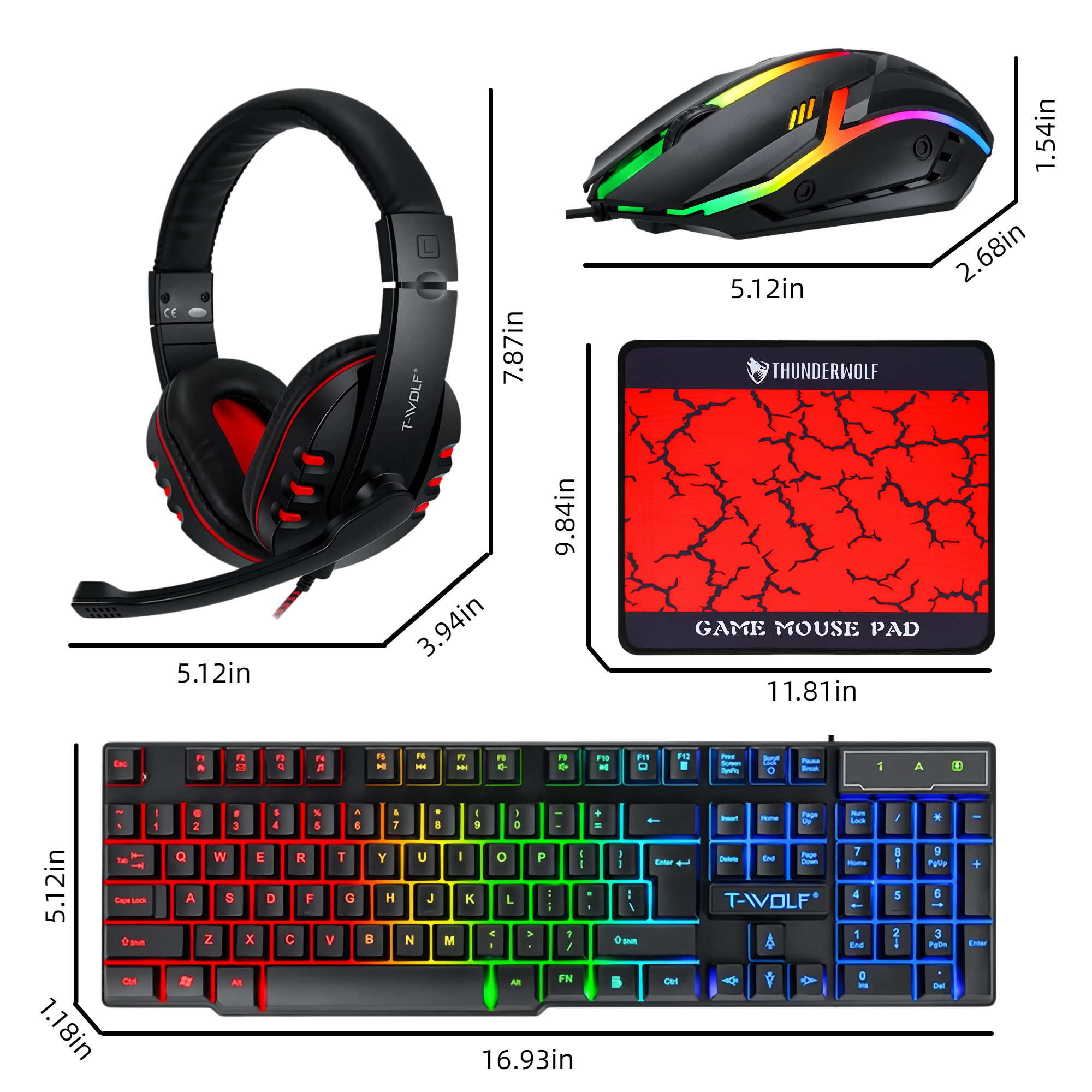 4 in 1 Gaming Combo Set Rainbo - Gaming Headset Rgb recension och pris