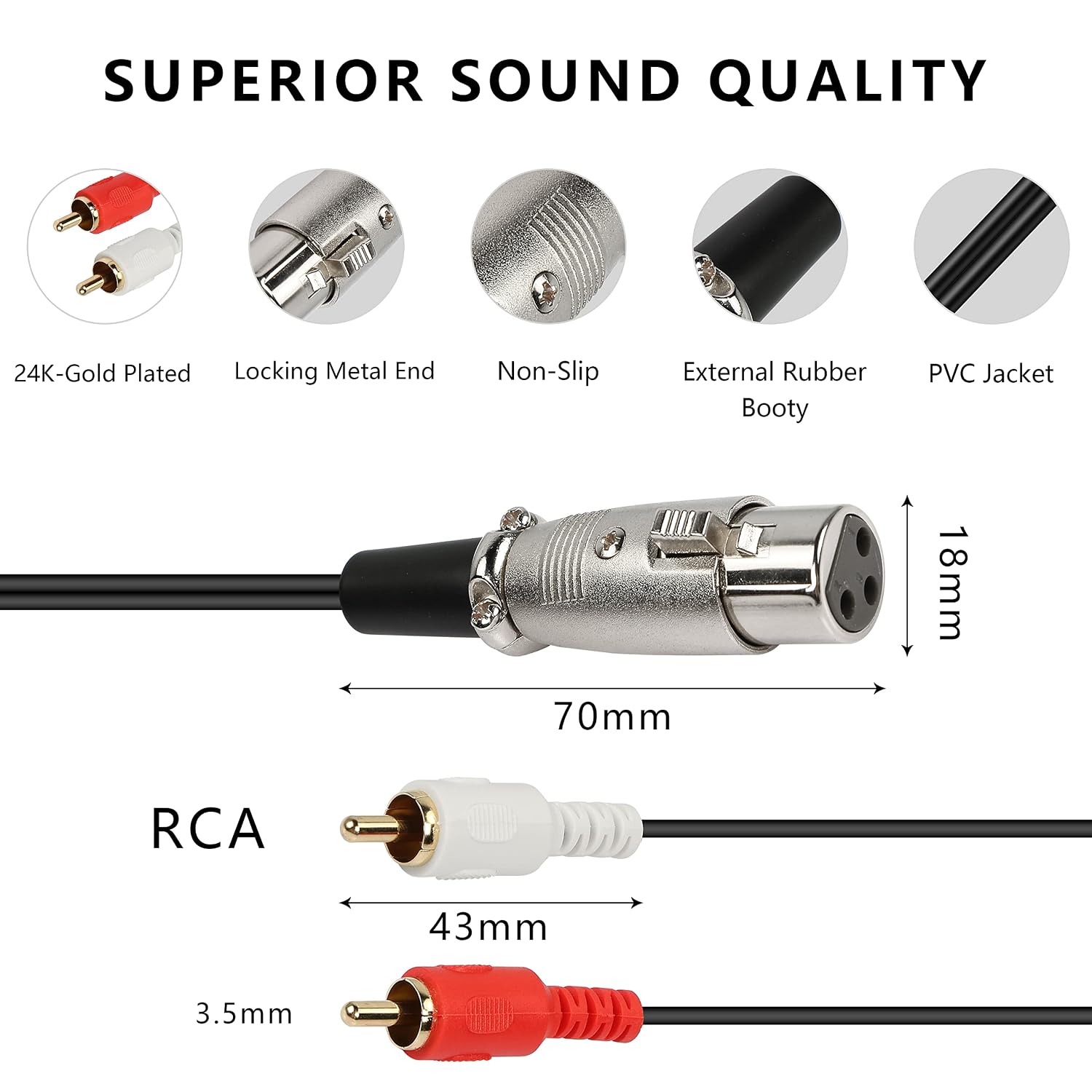 XLR Female to Dual RCA Male St - Audio Splitter Y recension och pris