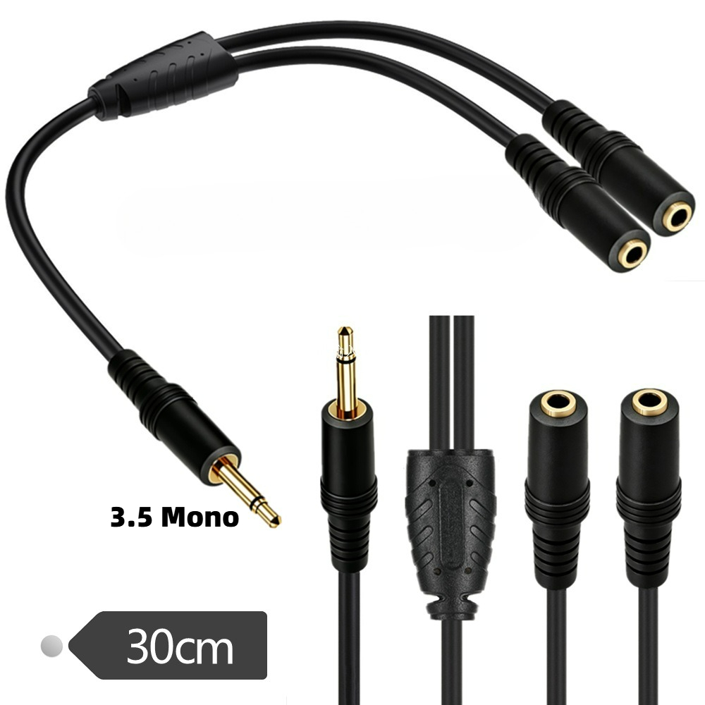 3.5mm TS Mono Male To Dual 3.5 - Earphone Splitter Jack recension och pris