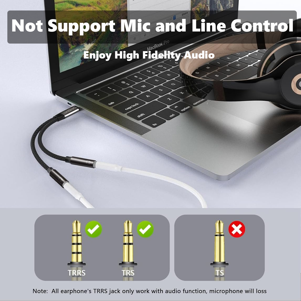 USB C To Dual 3.5mm Female Hea - Earphone Splitter Jack recension och pris