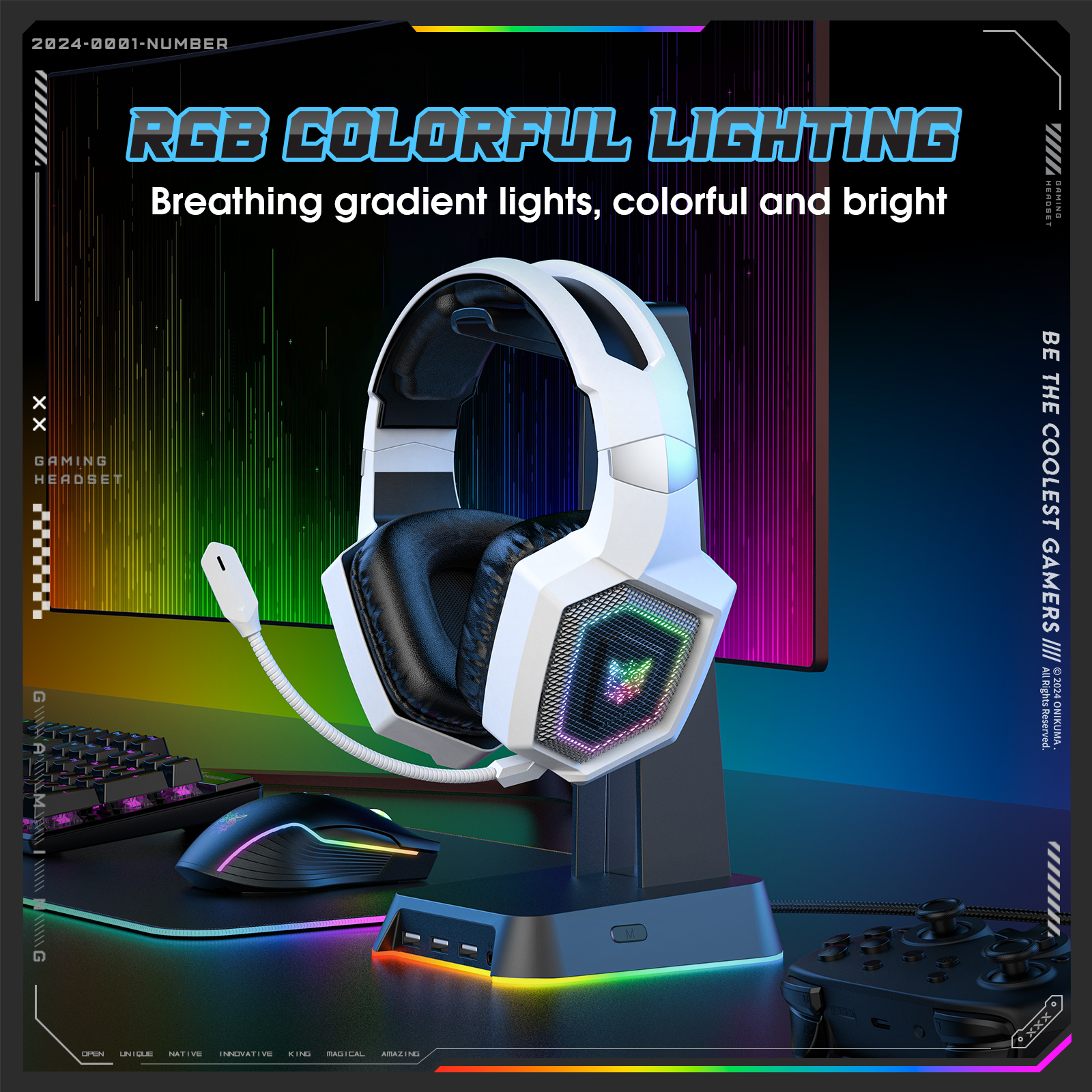 ONIKUMA 2.4GHz Wireless Gaming - Gaming Headset Rgb recension och pris