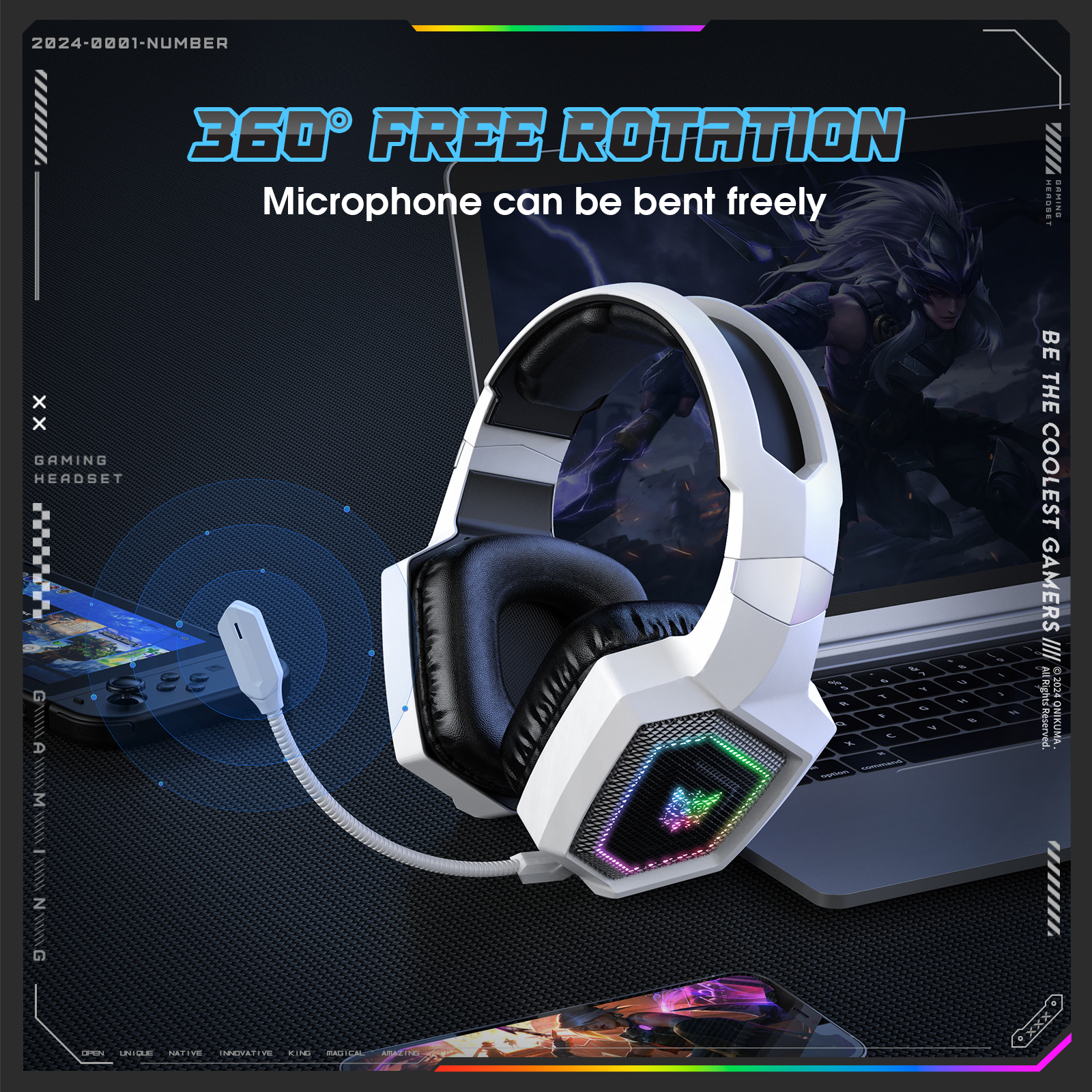 ONIKUMA 2.4GHz Wireless Gaming - Gaming Headset Rgb recension och pris