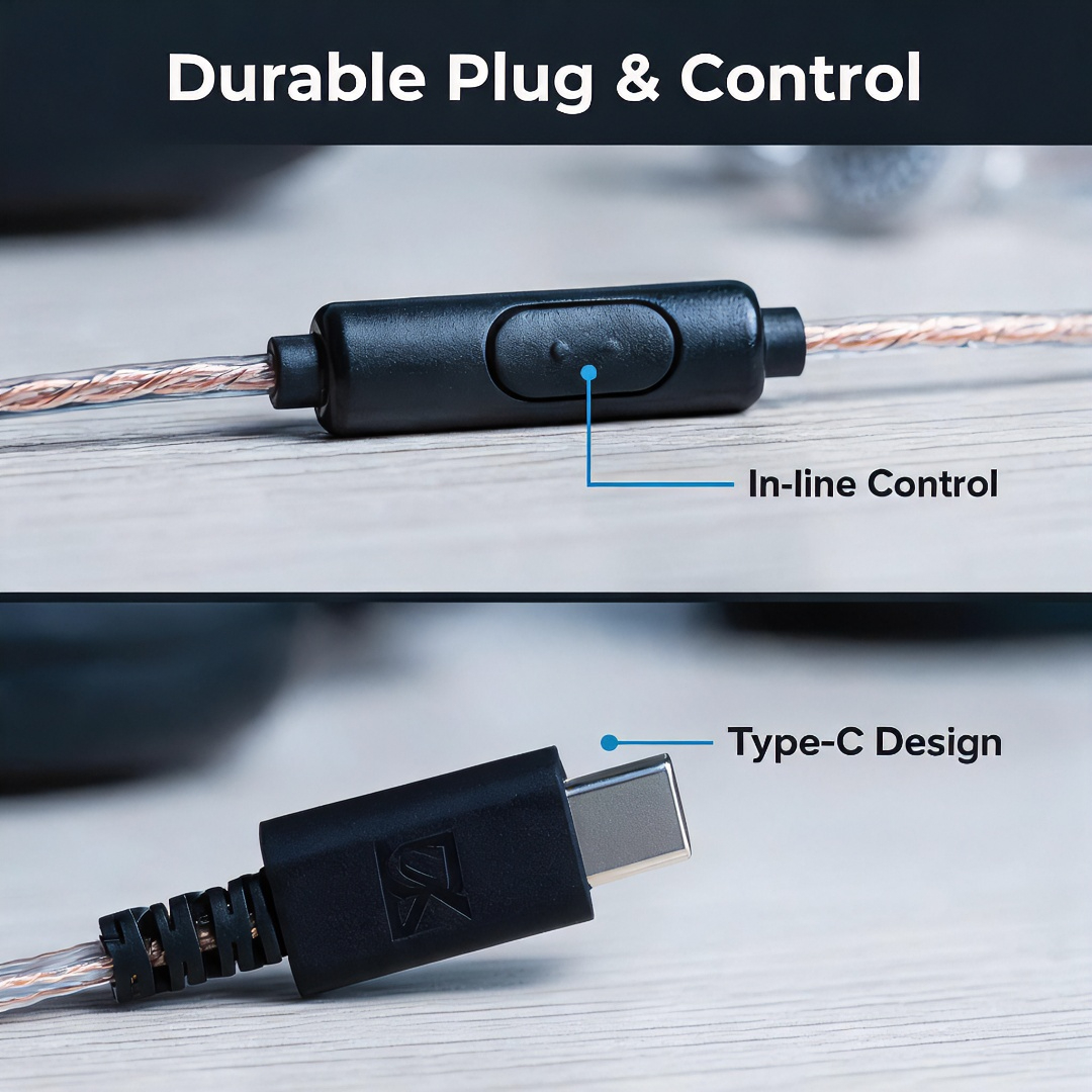 Type-C Wired Earbuds Retro Loo - Wired Earphone Mic recension och pris
