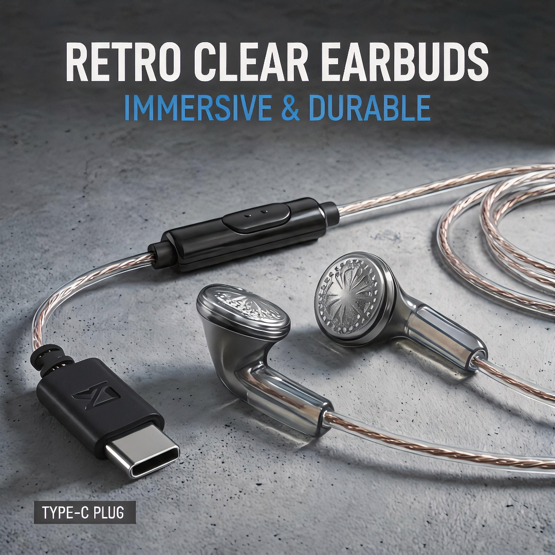 Type-C Wired Earbuds Retro Loo - Wired Earphone Mic recension och pris